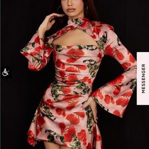 House of CB Toira Rose Print Draped Corset Dress